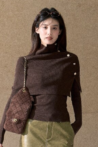 Autumn Thoughts Cape Knit Top and Base Layer Set