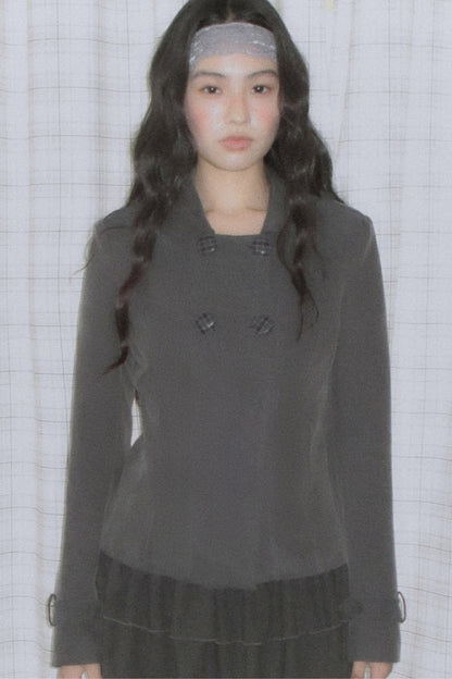 Double-Breasted Short Jacket Set-Up