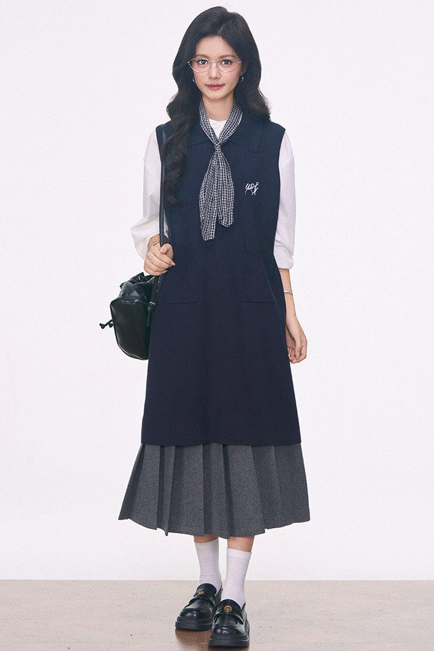Knitted Vest Dress, Shirt and Skirt Set-Up