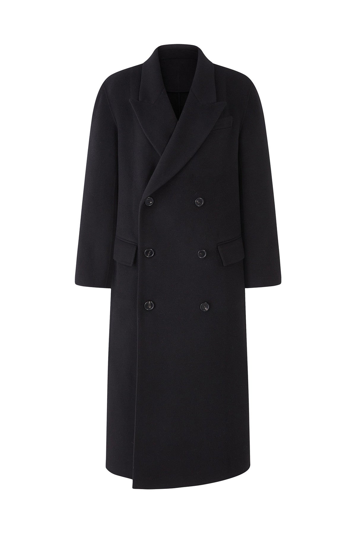 Avenement Long-Sleeve Double-Breasted Wool Coat