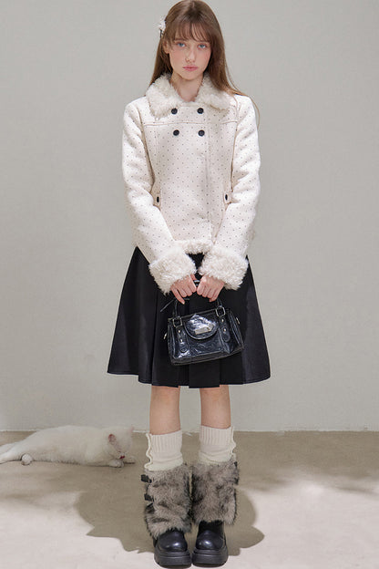 Polka Dot Faux Fur Jacket
