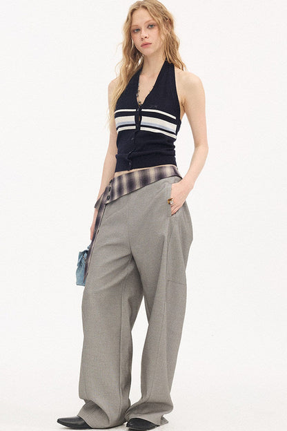 Gilet halter lavorato a maglia a righe
