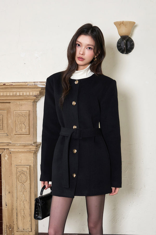 Wool Waist-Cinching Coat