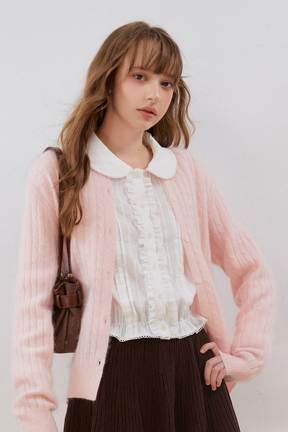Ruffled Gathered Doll Collar Blouse