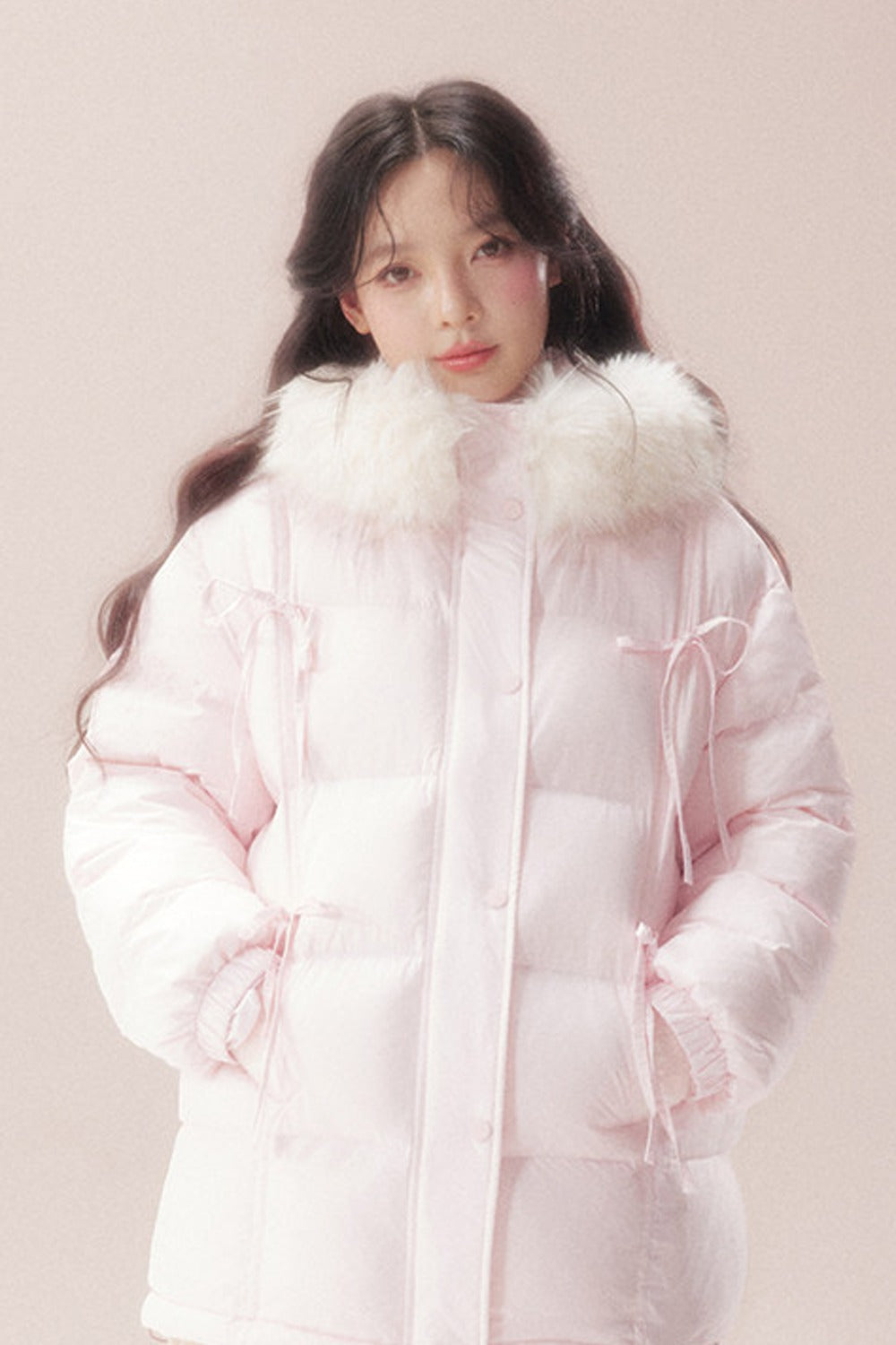 Snow Bow Fur Collar Down Jacket