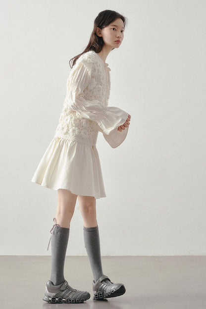 Beige Long Sleeve Shirt Dress