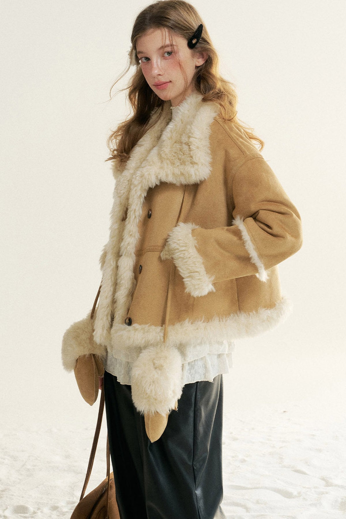 Loose Fur Integrated Suede Jacket