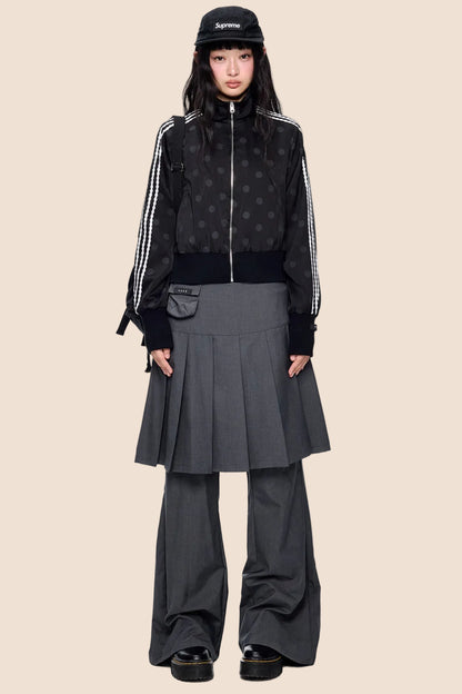 Polka Dot Print Side Stripe Jacket