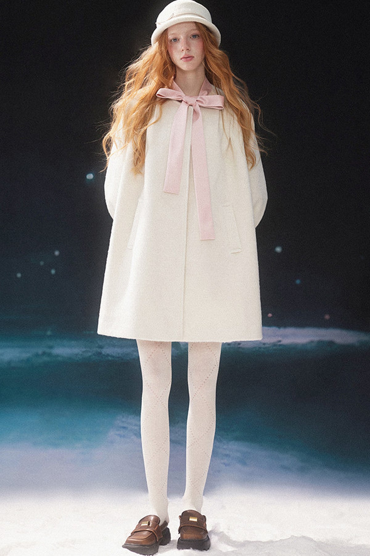 Mid-Length Bow Wool Coat