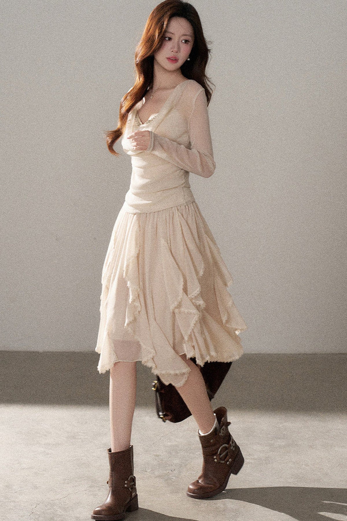 Off-Shoulder Rhinestone Knit Top and Skirt Set-Up