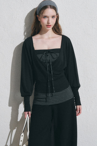 Conjunto de camisa pulóver petite con camisola
