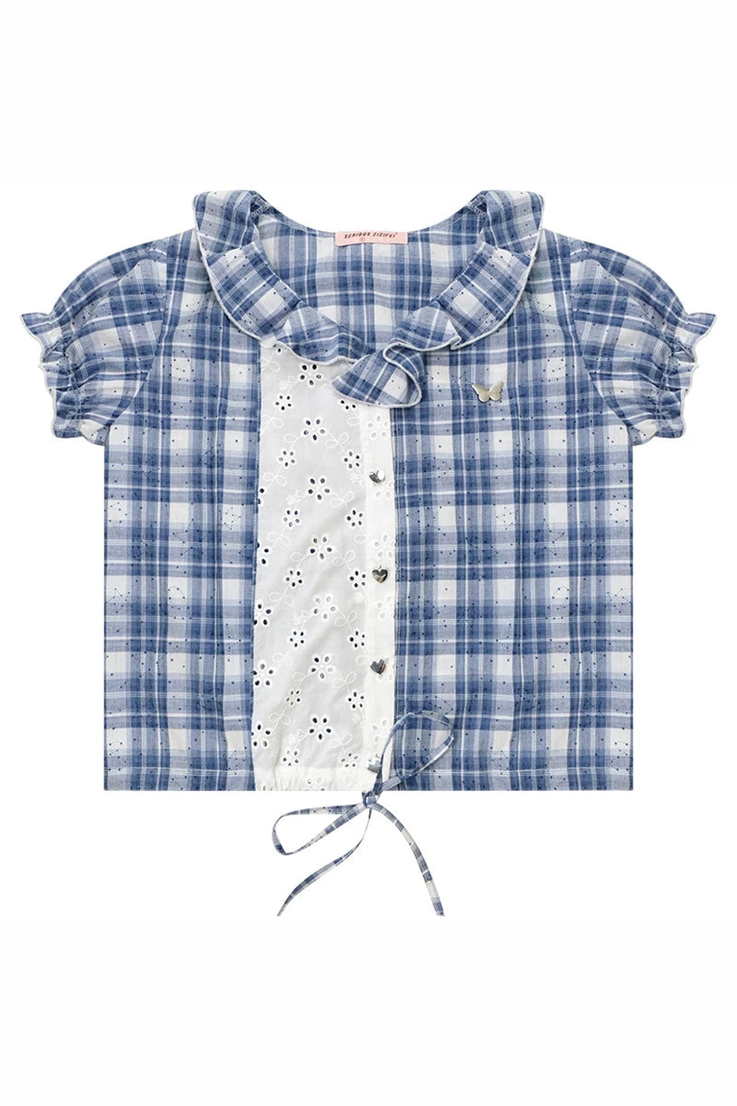 Blue Plaid Patchwork Shirt