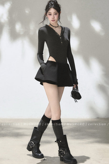 Elastic Waist A-Line Skirt