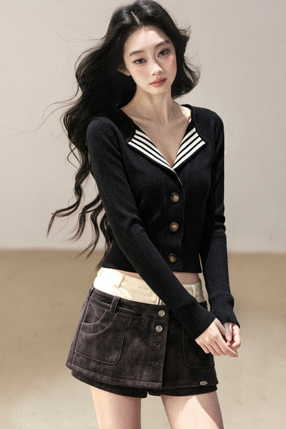 V-Neck Knit Cardigan Top