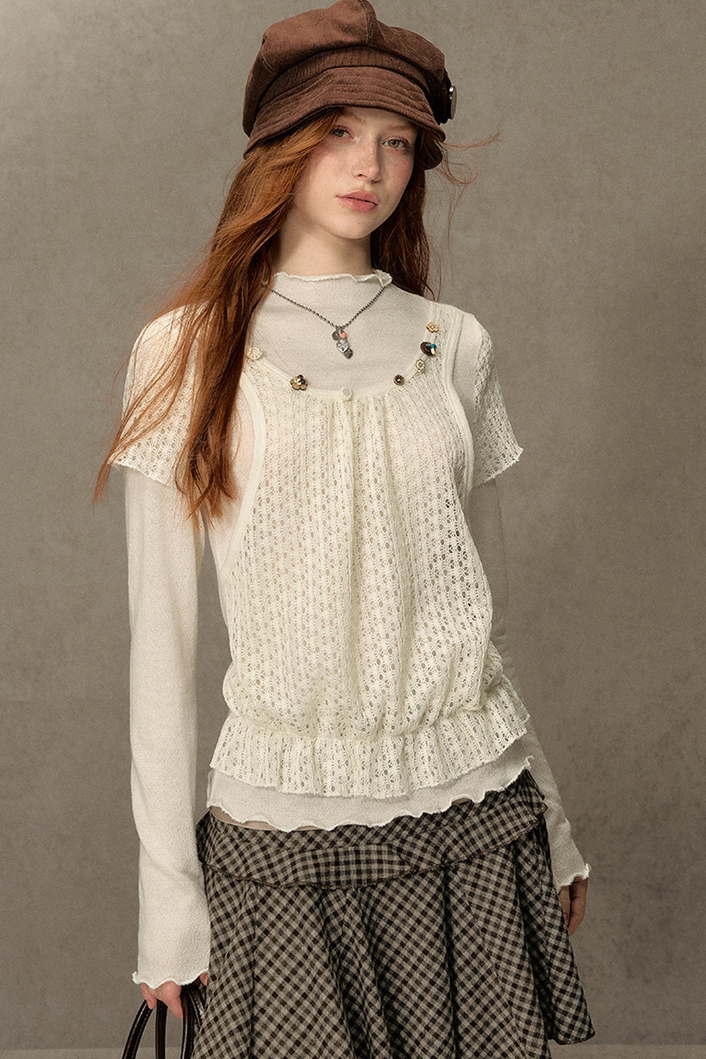Hollow-Out Knit Sweater