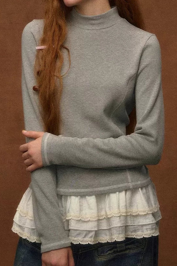 Lace Trim Layered Skirt