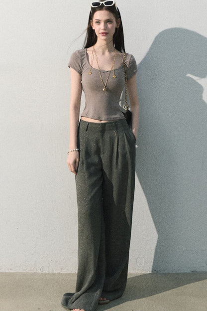 Gilded Linen Draped Pants