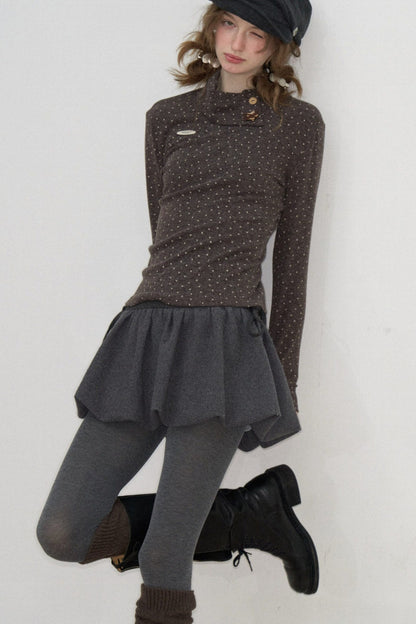 Starry Dots Asymmetrical Knit Top