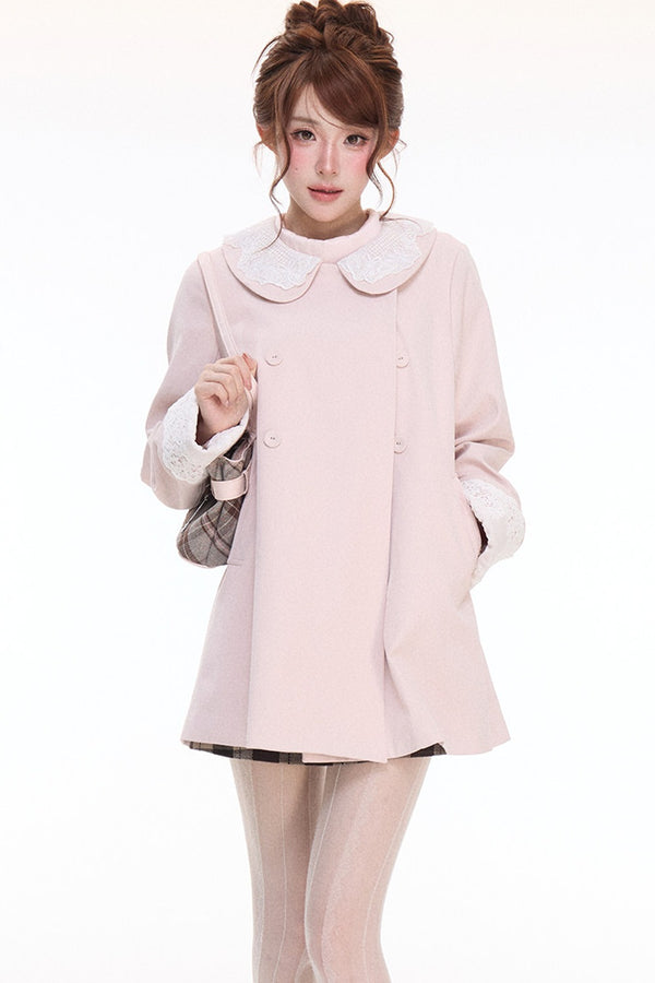 Double-Breasted Trench Coat and Plaid Dress Set-Up