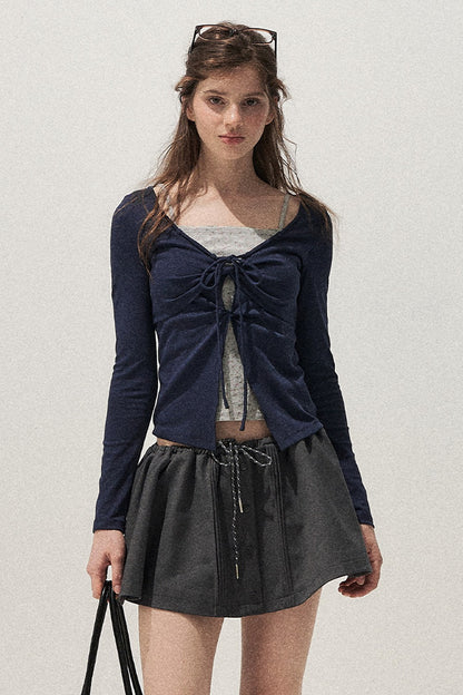 Floral Knot Tie Long Sleeve T-Shirt