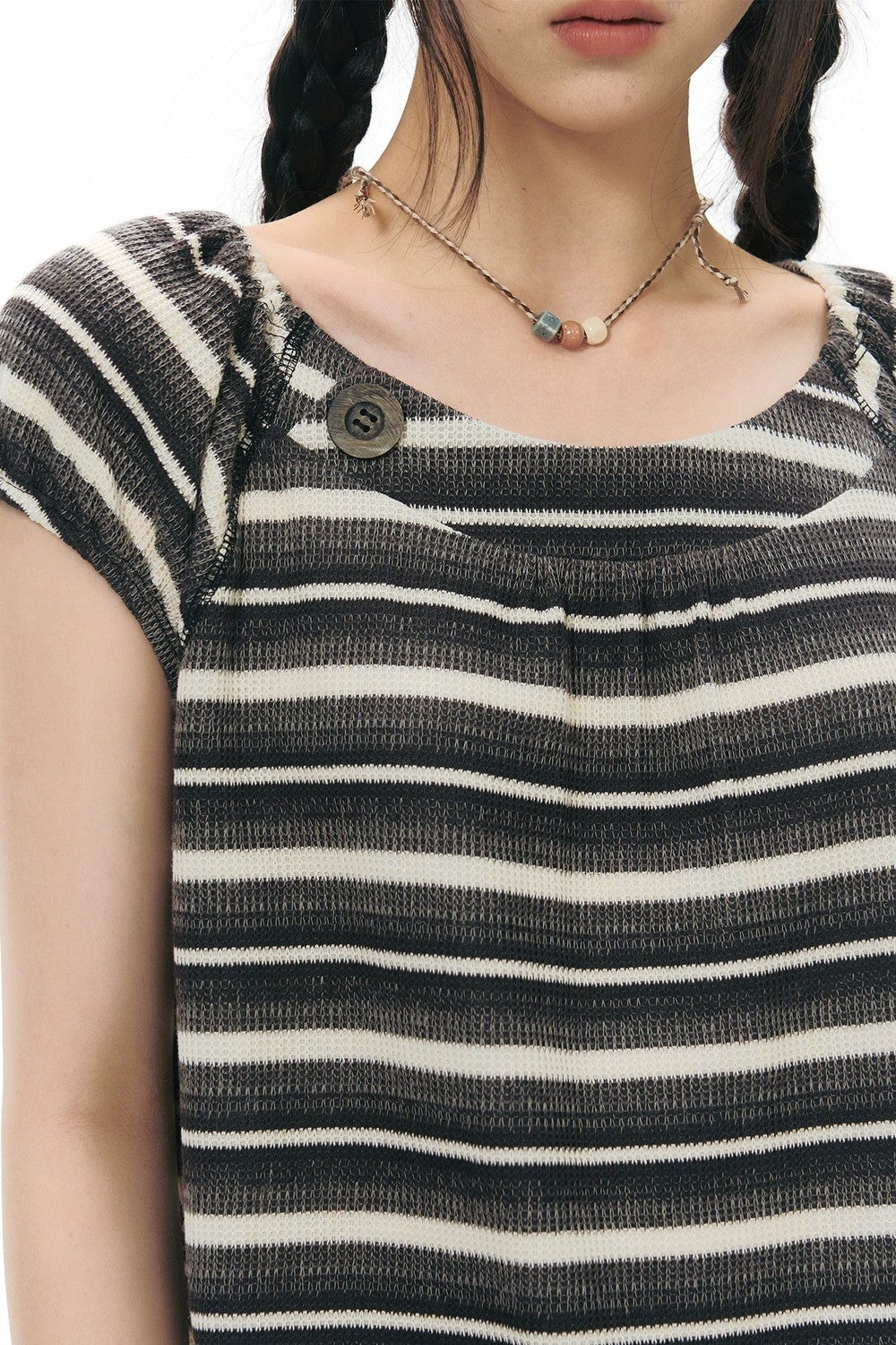 Maglia a righe rétro in maglia con pizzo