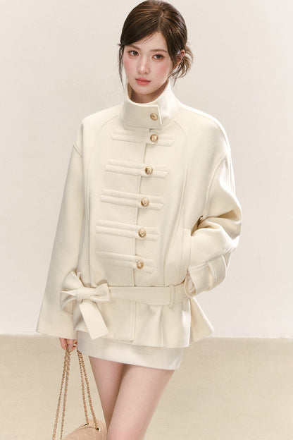 Loose Stand Collar Woolen Jacket