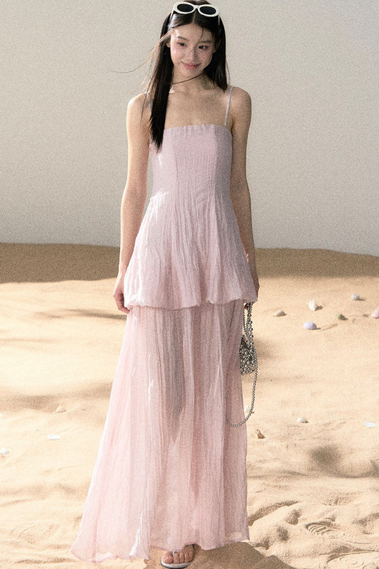 Plissiertes A-Linien-Kleid aus Ramie