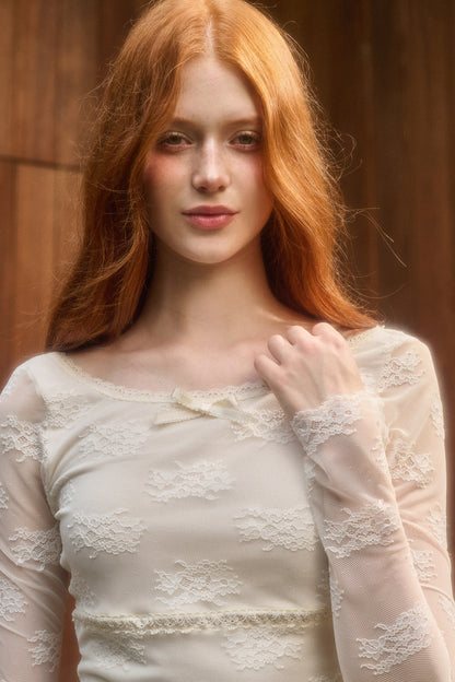 Layered-Look Lace Top and Skirt Set-Up