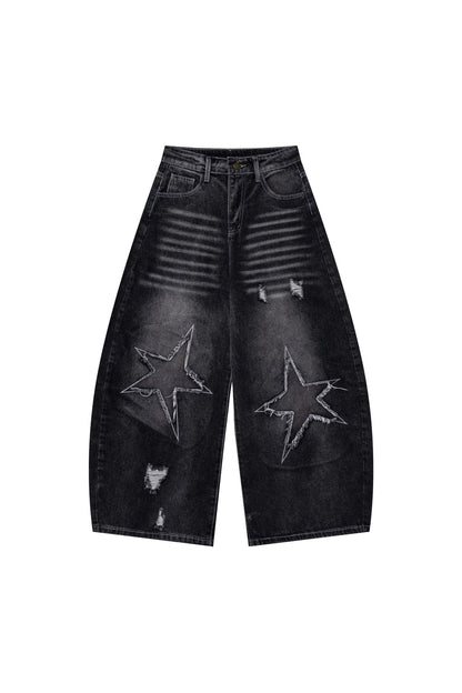 Retro Distressed Scimitar Jeans