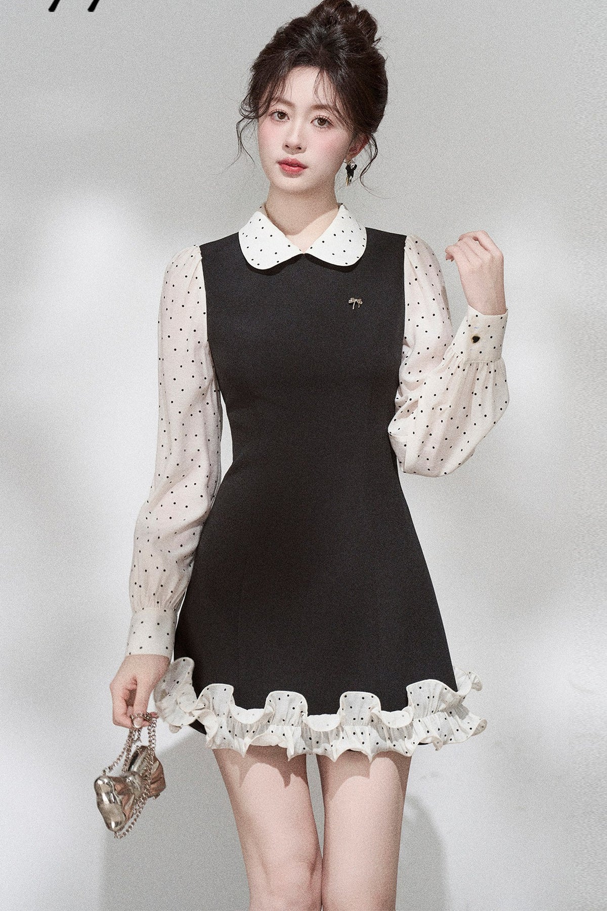 Doll Collar Layered-Look Dress