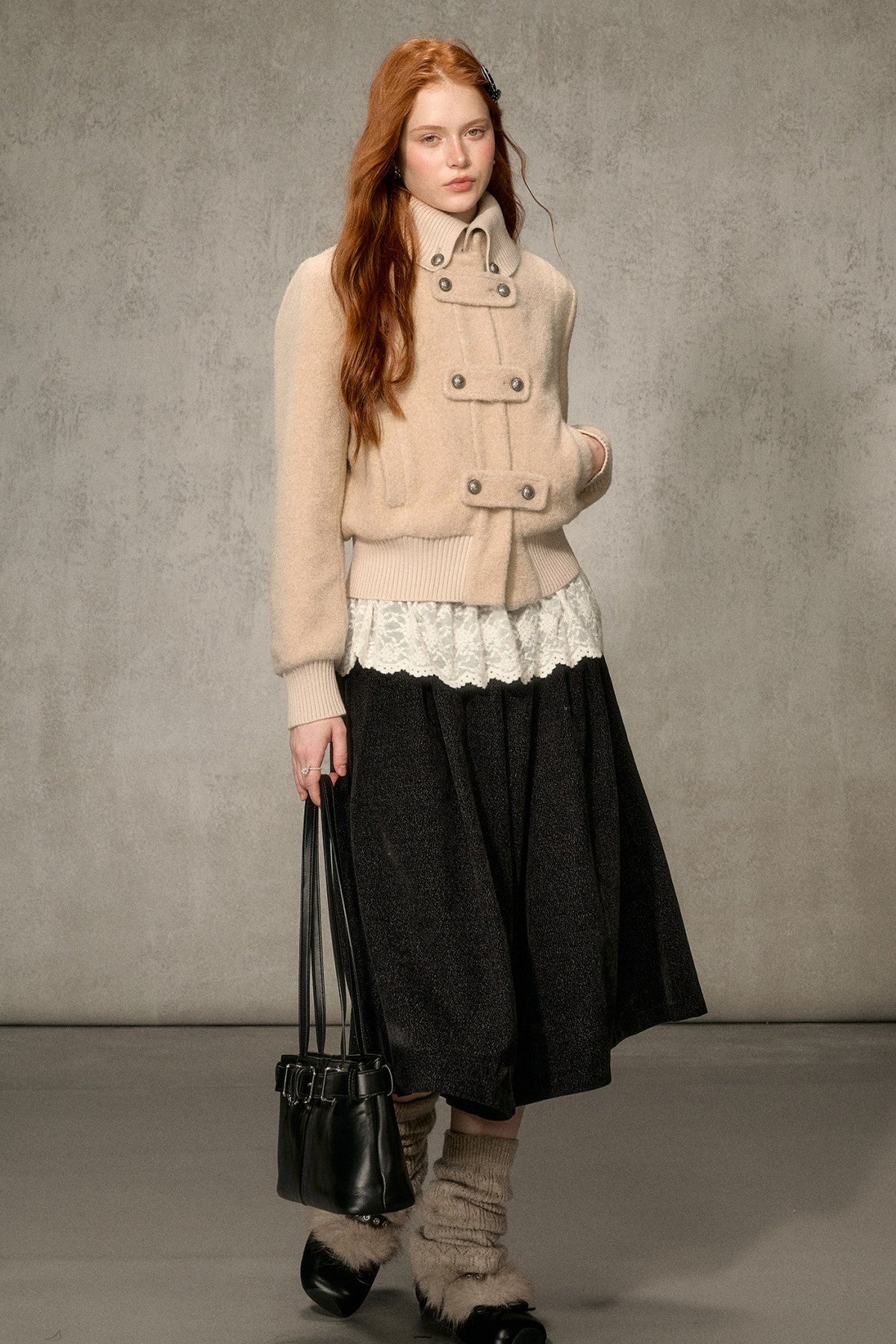 High-Neck Layered-Look Jacket
