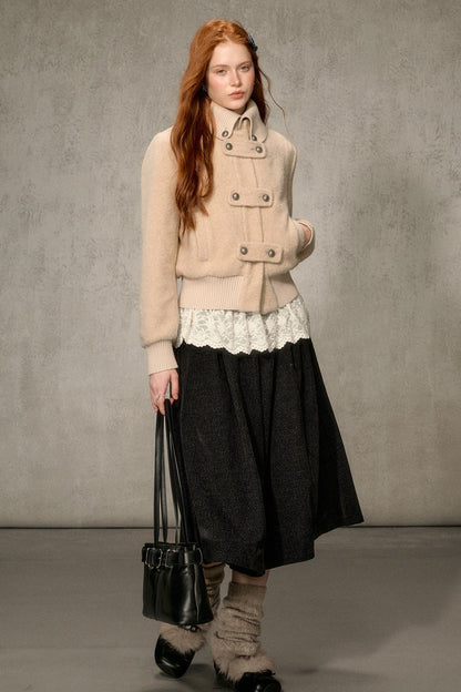 High-Neck Layered-Look Jacket