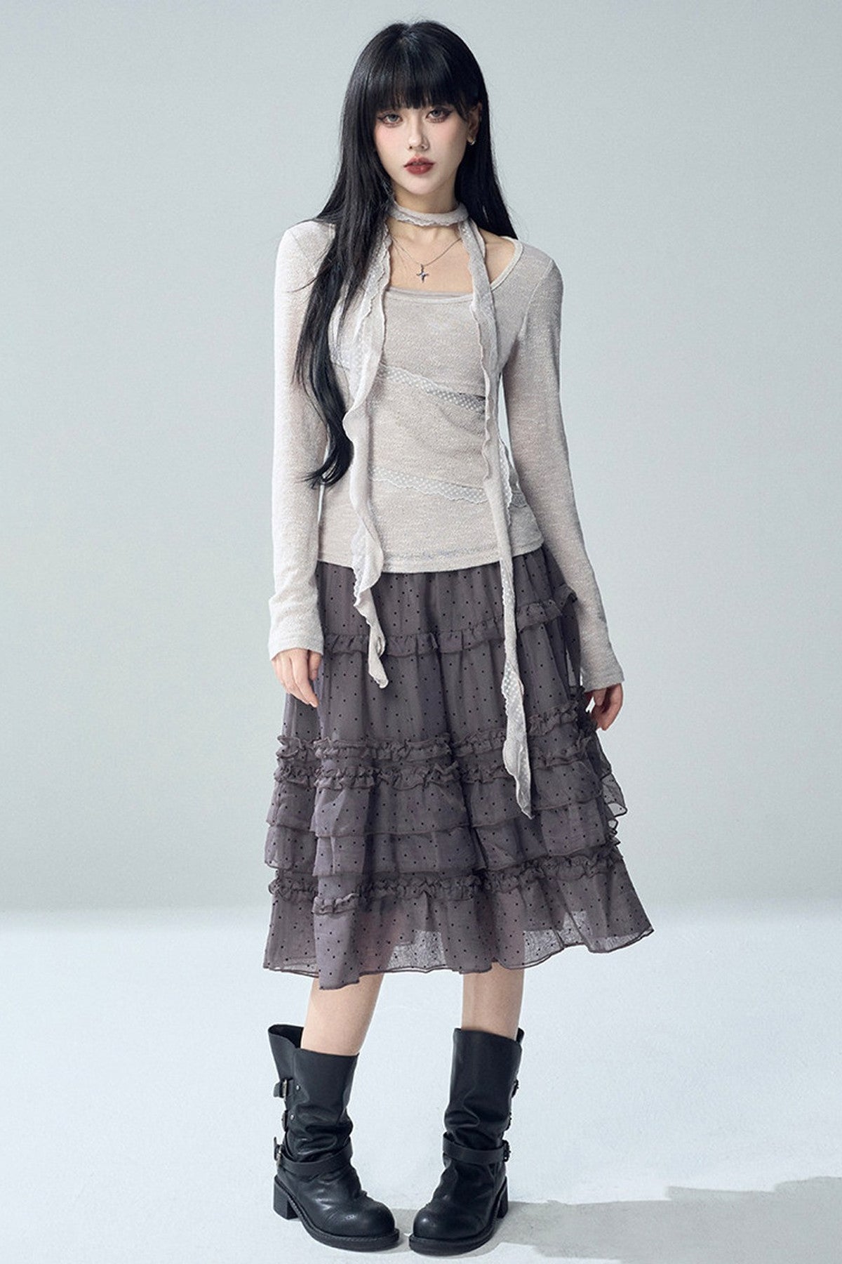 Irregular Layered-Look Knit Top