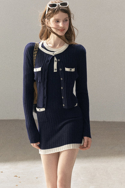 Aomalm Quiet Blues Wool Dress and Jacket Set-Up