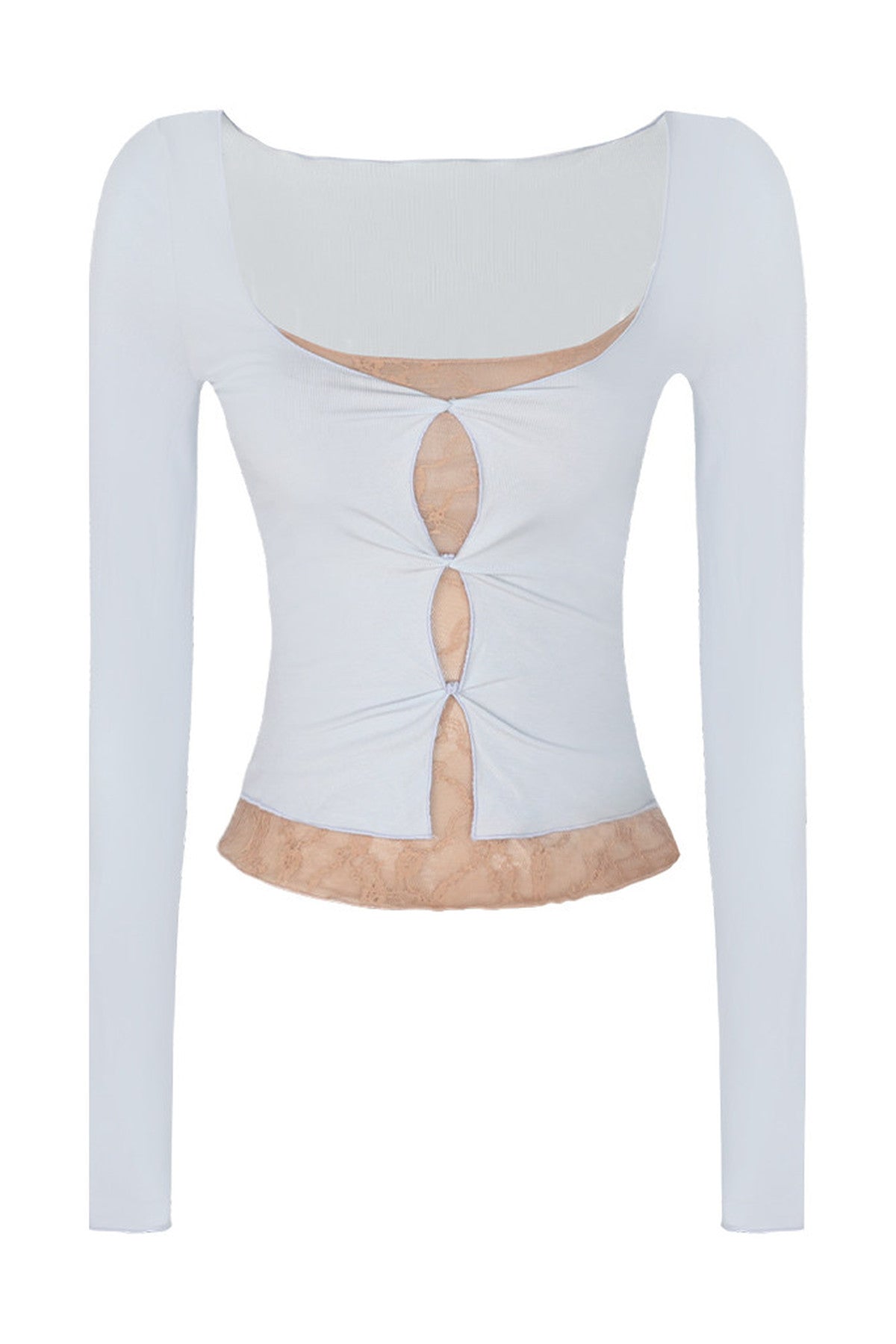 Layered-Look Hollow Out Long Sleeve Top