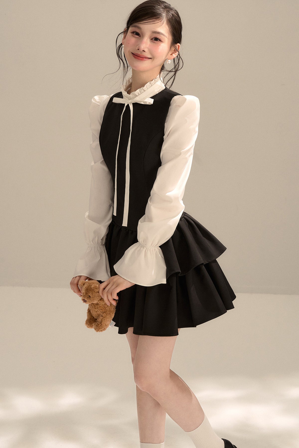 Black Sleeveless Puffy Tank Dress