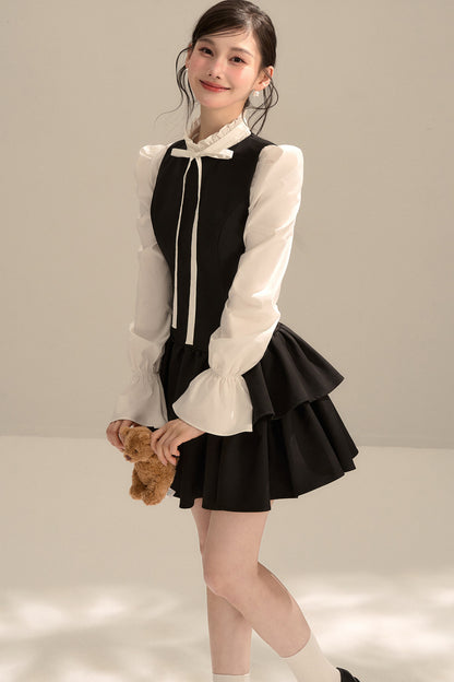 Black Sleeveless Puffy Tank Dress