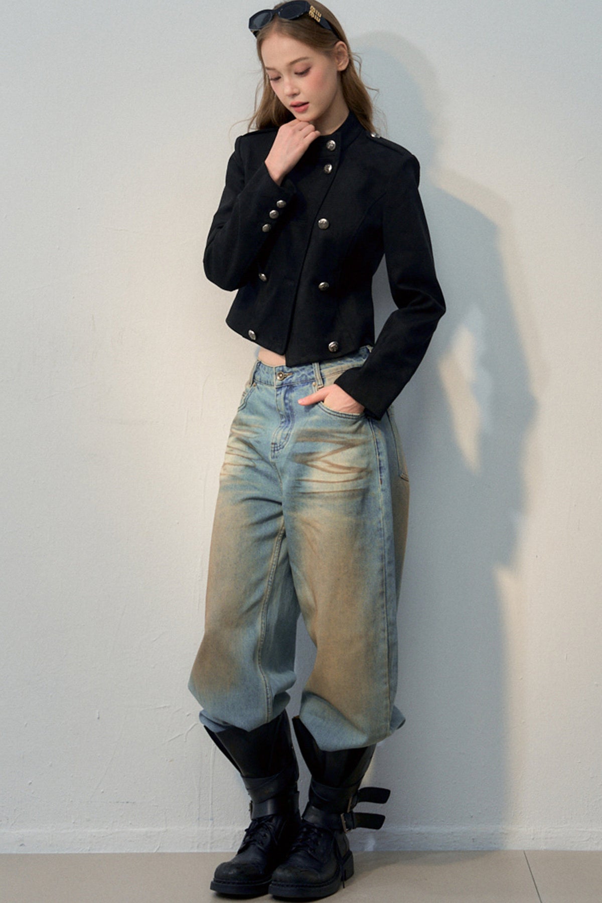 Double-Breasted Stand Collar Jacket