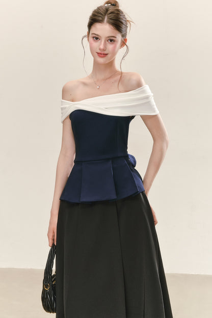 Top peplo a fascia con spalle scoperte