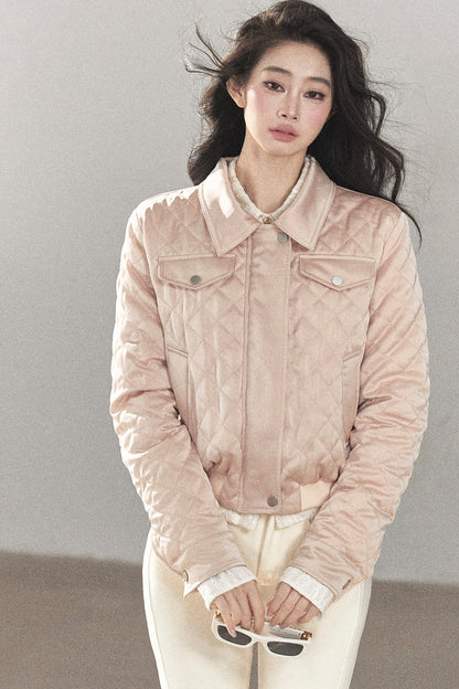 Cinnamon Powder Fur Collar Down Jacket