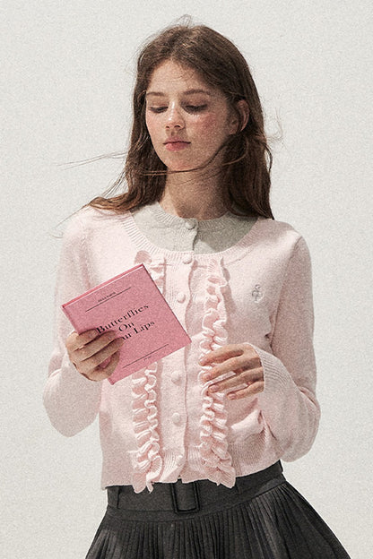 Layered-Look Floral Ruffle Sweater