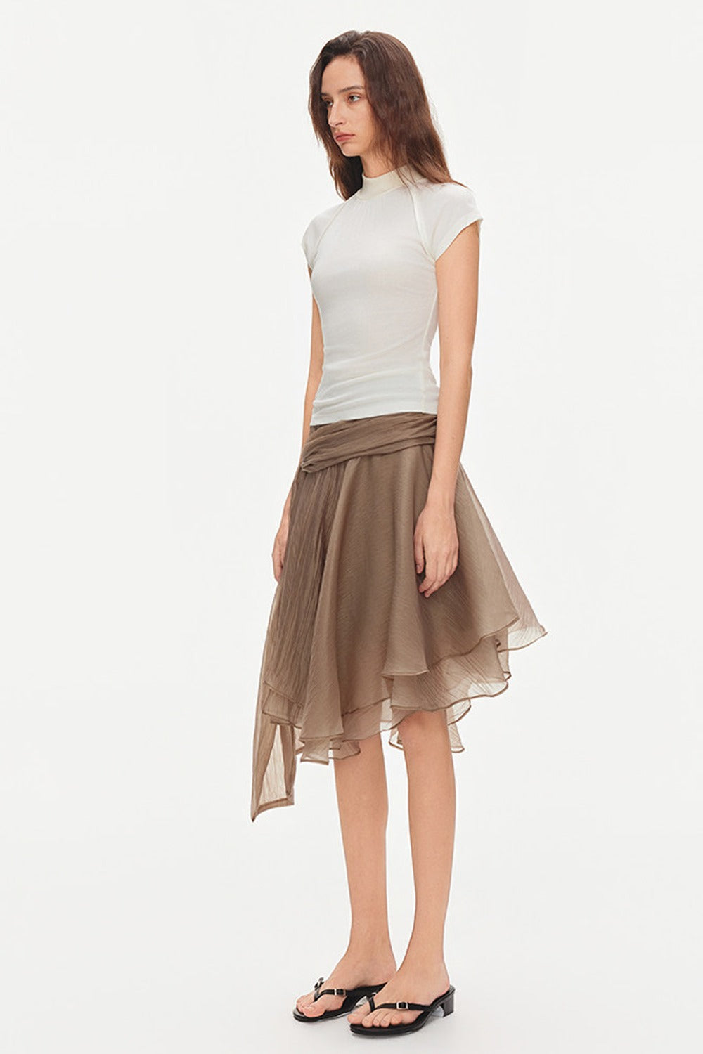 Bluse mit Flatterärmeln und Raffungen aus Lyocell-Seidenmischung