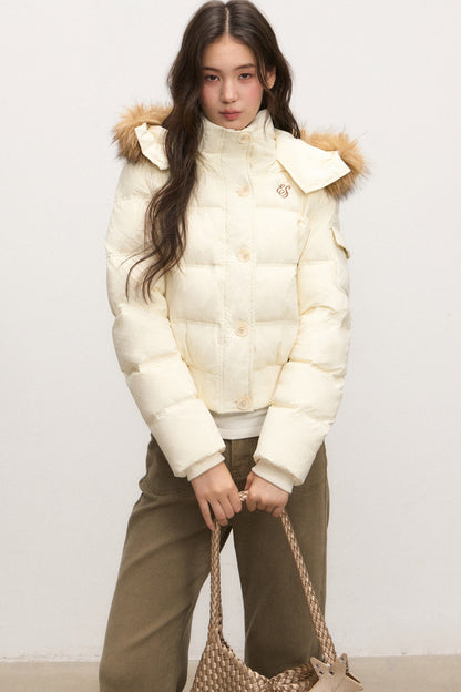 Fur Collar Down Jacket and Pants Set-Up