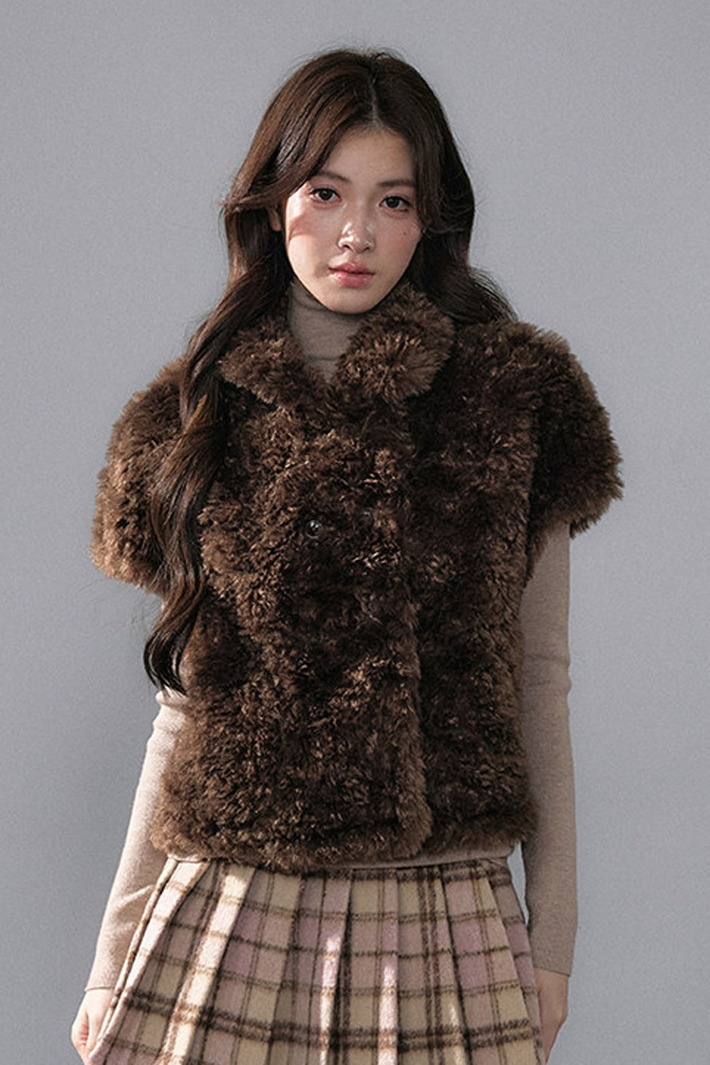 Warm Little Deer Fur Cape Jacket and Top Set-Up