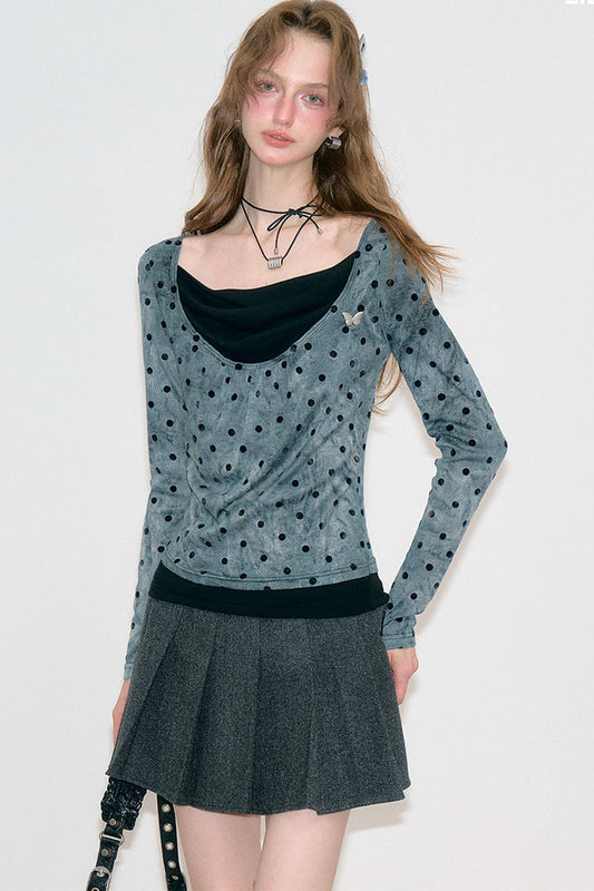 Polka Dot T-Shirt Knit Top