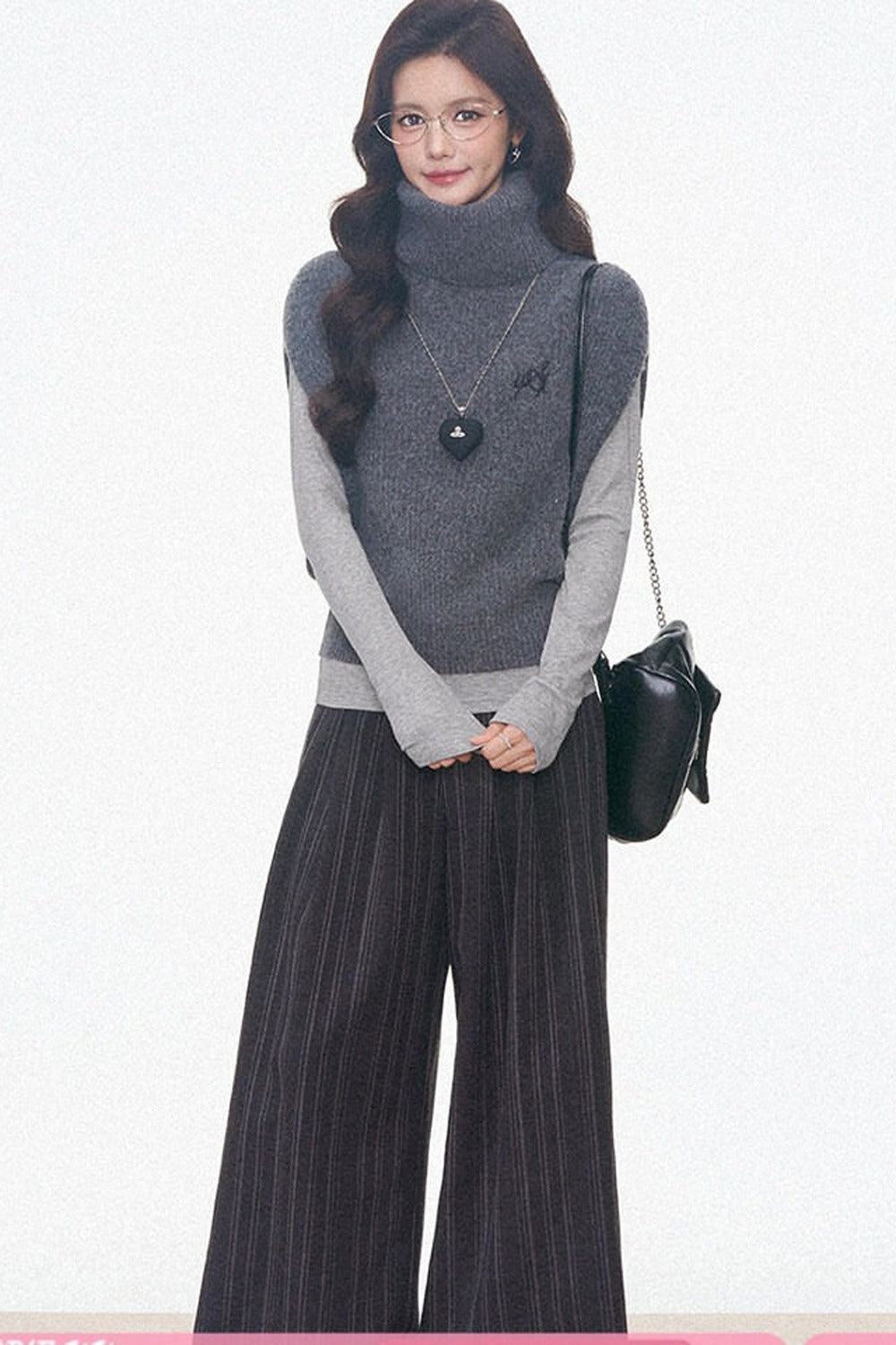 Layered Turtleneck Sweater and Pants 3-Piece Set-Up