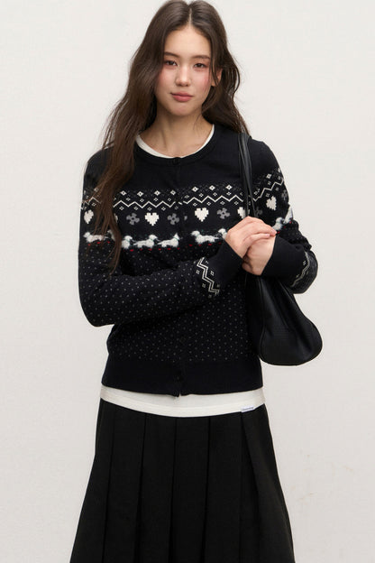 Fair Isle Cardigan Skirt Set