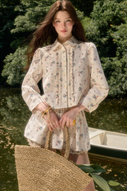 Floral Shirt and Skirt Set-Up