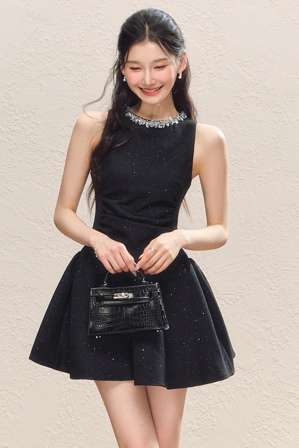 Sequined Jacket and Little Black Dress Set