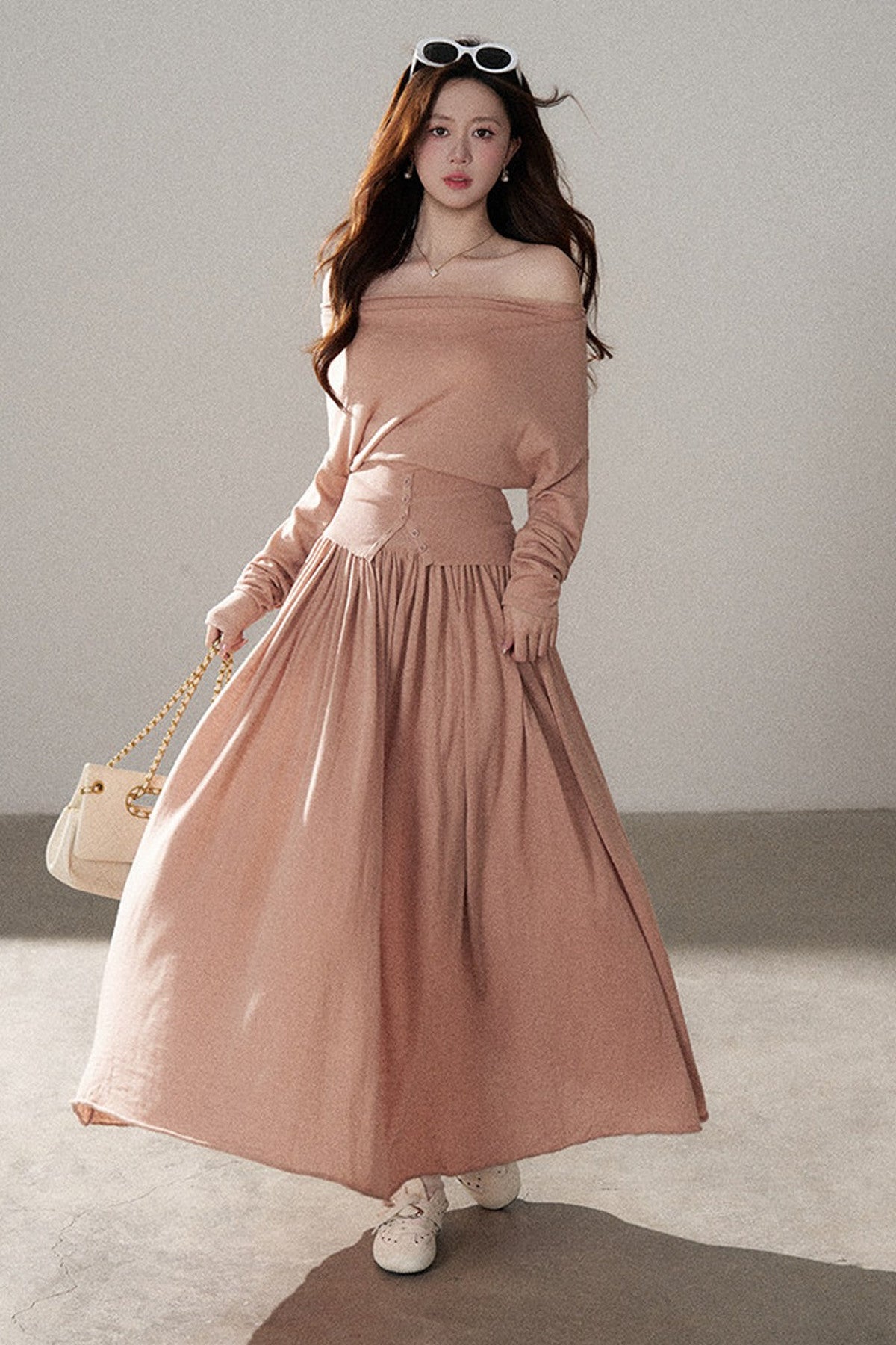 Long Sleeve Knit Top and Skirt Set